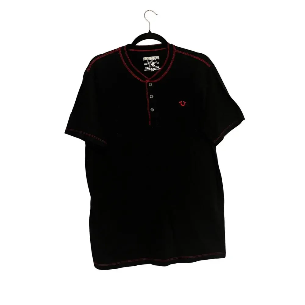 Bundle of 3 Short Sleeve Tees Henley Black Red Size M
